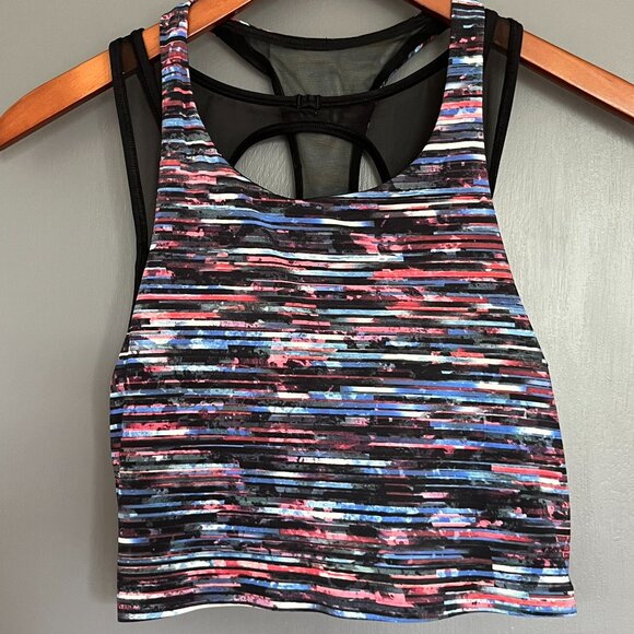 Lululemon Break Free Crop Tank 2-in-1 Bra Nulux Hinshu Alpine Multi Black Size 6 - Picture 1 of 10